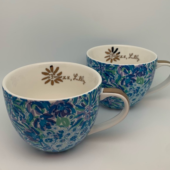 Lilly Pulitzer Ceramic Blue/Green/Purple Hand Painted Coffee or Tea Mug Set NWT - Picture 5 of 5